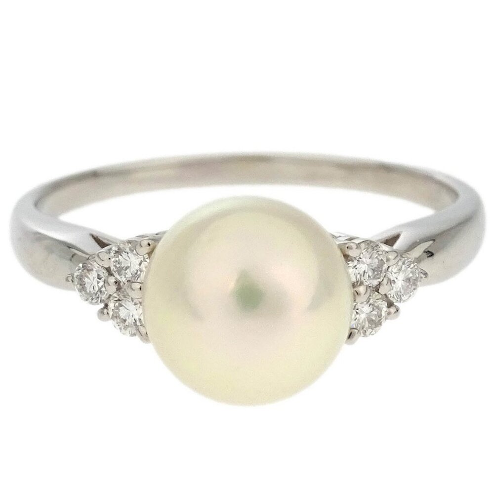 Mikimoto Ring Pt950 Pearl Diamond Silver #61 196371